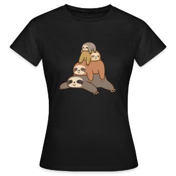 Faultier Faulenzer Schlafmützen - Frauen T-Shirt - Schwarz - Vorne - AI Model Female 172 dark (172cm)