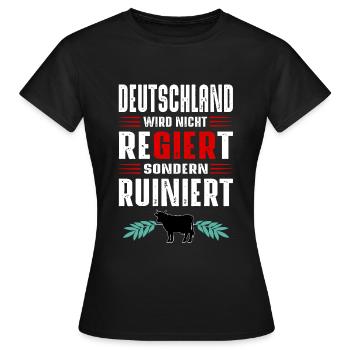 L’Allemagne n’est pas gouvernée, mais ruinée - T-shirt Femme - noir - Devant - AI Model Female 172 dark (172cm)