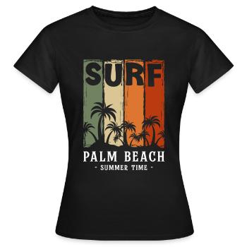 Urlaub Sonne Palme Brise - Frauen T-Shirt - Schwarz - Vorne - AI Model Female 172 dark (172cm)