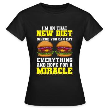 Menu buffet Repas gourmandises - T-shirt Femme - noir - Devant - AI Model Female 172 dark (172cm)