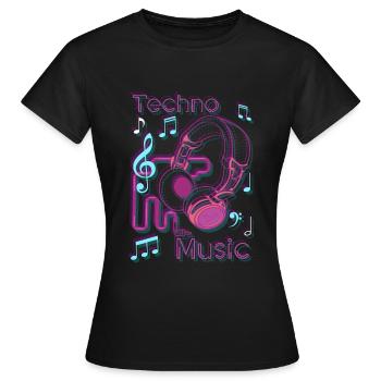 House Techno Musik Musik Abfeiern - Frauen T-Shirt - Schwarz - Vorne - AI Model Female 172 dark (172cm)