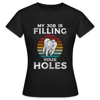 Spécialité du dentiste Important - T-shirt Femme - noir - Devant - AI Model Female 172 dark (172cm)