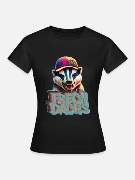 Frechdachs- Frecher Dachs Graffiti Style - Frauen T-Shirt - Schwarz