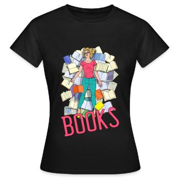Literatur und die Liebe zum Buch - Frauen T-Shirt - Schwarz - Vorne - AI Model Female 172 dark (172cm)