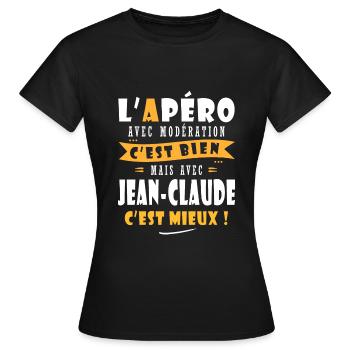 jean claude Apero T shirt Humour jean-claude - T-shirt Femme - noir - Devant - AI Model Female 172 dark (172cm)