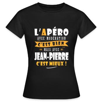 Jean-Pierre cadeau Humour cadeau Jean pierre - T-shirt Femme - noir - Devant - AI Model Female 172 dark (172cm)