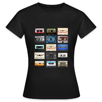 Retro Kassetten - Frauen T-Shirt - Schwarz - Vorne - AI Model Female 172 dark (172cm)