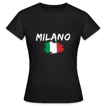 Milan, Italie, Drapeau, Milan - T-shirt Femme - noir - Devant - AI Model Female 172 dark (172cm)