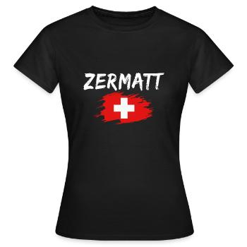 Zermatt Suisse Drapeau - T-shirt Femme - noir - Devant - AI Model Female 172 dark (172cm)