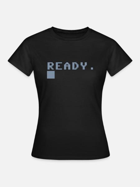 C64 Ready Nerd Computer Retro Geschenk Idee - Frauen T-Shirt - Schwarz