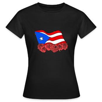 PR Flagge Blumenrose Puerto Rico - Frauen T-Shirt - Schwarz - Vorne - AI Model Female 172 dark (172cm)