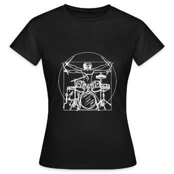 Cadeau de kit de batterie: dessin Da Vinci - T-shirt Femme - noir - Devant - AI Model Female 172 dark (172cm)
