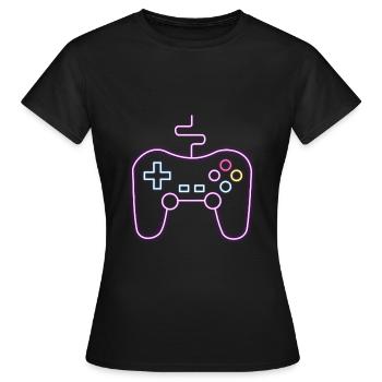 Neon Gamepad Gamer - Frauen T-Shirt - Schwarz - Vorne - AI Model Female 172 dark (172cm)