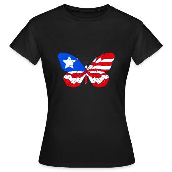 PR Drapeau Butterfly Heritage Porto Rico - T-shirt Femme - noir - Devant - AI Model Female 172 dark (172cm)