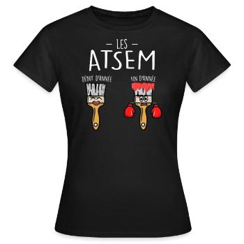 les ATSEM en début et fin d'année - T-shirt Femme - noir - Devant - AI Model Female 172 dark (172cm)