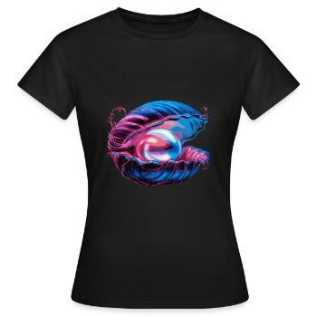 Muschel mit einer Perle für einen Strandmuschel - Frauen T-Shirt - Schwarz - Vorne - AI Model Female 172 dark (172cm)