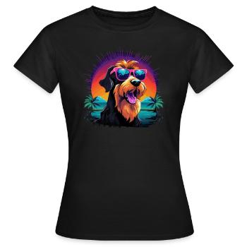 Chemise pour chien Retro Wave Airdale Terrier - T-shirt Femme - noir - Devant - AI Model Female 172 dark (172cm)
