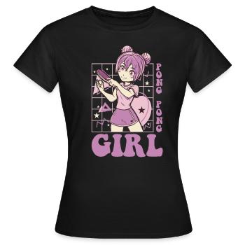Ping Pong Outfit Table Tennis Bat Ping-Pong - Women's T-Shirt - black - Front - AI Model Female 172 dark (172cm)