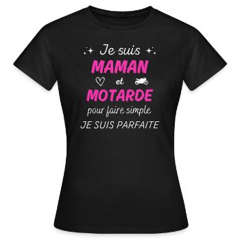 Je suis maman et motarde je suis parfaite - T-shirt Femme - noir - Devant - AI Model Female 172 dark (172cm)