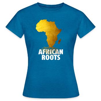 Racines africaines - T-shirt Femme - bleu saphir antique chiné - Devant - AI Model Female 172 dark (172cm)