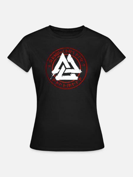 Walhalla - Walknut - Nordisch - Runen - Frauen T-Shirt - Schwarz