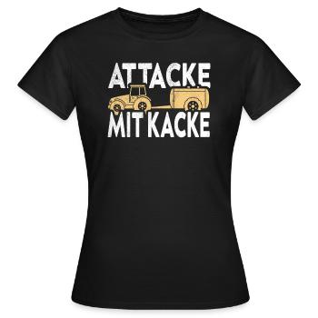 Attaque avec des excréments Drôle de fermier et d’agriculteur disant - T-shirt Femme - noir - Devant - AI Model Female 172 dark (172cm)