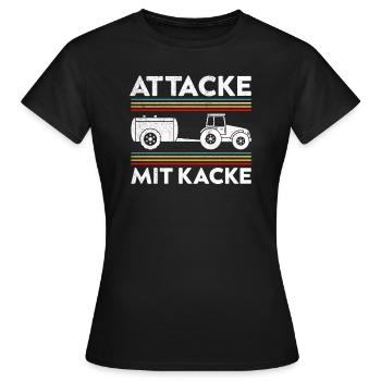 Attaque avec des excréments Drôle de fermier et d’agriculteur disant - T-shirt Femme - noir - Devant - AI Model Female 172 dark (172cm)