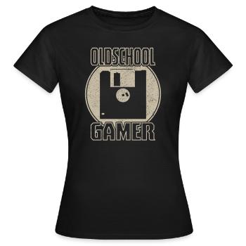 Oldschool Gamer Jeux de disquettes Nerd Geek - T-shirt Femme - noir - Devant - AI Model Female 172 dark (172cm)