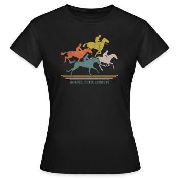 Horses Bets regrette les courses de chevaux Jockey Racecourse - T-shirt Femme - noir - Devant - AI Model Female 172 dark (172cm)