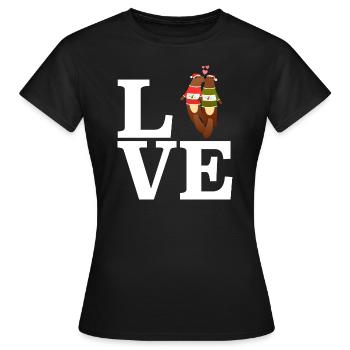 Love Otter Couple Laid Noël - T-shirt Femme - noir - Devant - AI Model Female 172 dark (172cm)
