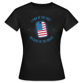 Terre de la liberté grâce aux braves États-Unis - T-shirt Femme - noir - Devant - AI Model Female 172 dark (172cm)