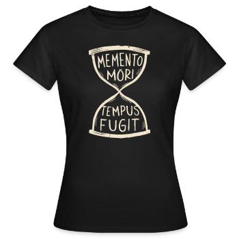 Memento Mori Tempus Fugit Sanduhr Stoisch - Frauen T-Shirt - Schwarz - Vorne - AI Model Female 172 dark (172cm)