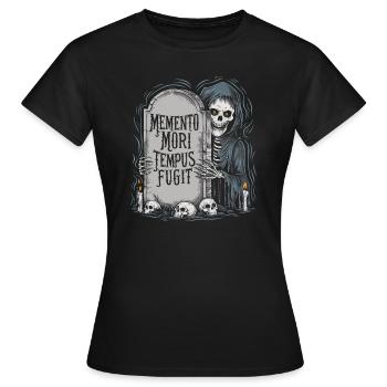 Memento Mori Tempus Fugit Skelett Stoiker - Frauen T-Shirt - Schwarz - Vorne - AI Model Female 172 dark (172cm)