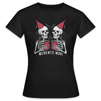 Lustig Memento Mori Skelett Party Stoisch Latein - Frauen T-Shirt - Schwarz - Vorne - AI Model Female 172 dark (172cm)