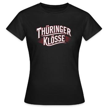Deutsches Essen Klöße Thüringen Mundart Dialekt - Frauen T-Shirt - Schwarz - Vorne - AI Model Female 172 dark (172cm)