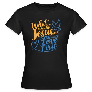 WWJD HWLF Jesus würde den Ersten Christen lieben - Frauen T-Shirt - Schwarz - Vorne - AI Model Female 172 dark (172cm)