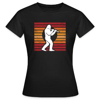Flûte traversière Sasquatch Bigfoot Sunset Vintage - T-shirt Femme - noir - Devant - AI Model Female 172 dark (172cm)