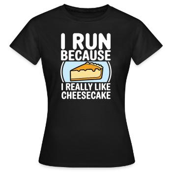 Je cours parce que j’aime beaucoup Cheesecake Joggin - T-shirt Femme - noir - Devant - AI Model Female 172 dark (172cm)