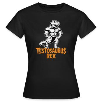 Testosaurus Rex Drôle Bodybuilder Dinosaure - T-shirt Femme - noir - Devant - AI Model Female 172 dark (172cm)