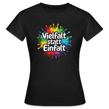 La diversité au lieu de la simplicité : déclaration contre la droite - T-shirt Femme - noir - Devant - AI Model Female 172 dark (172cm)