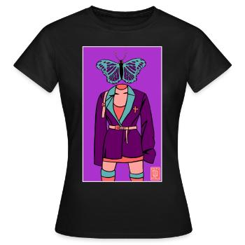 Da Moth Dame - Frauen T-Shirt - Schwarz - Vorne - AI Model Female 172 dark (172cm)