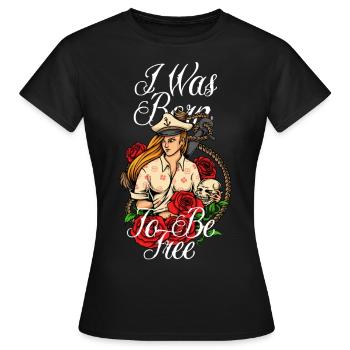 né pour être libre - T-shirt Femme - noir - Devant - AI Model Female 172 dark (172cm)