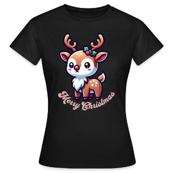 Merry Christmas Reindeer Merry Christmas - Women's T-Shirt - black - Front - AI Model Female 172 dark (172cm)