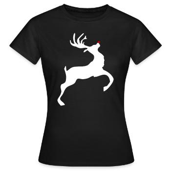 Rudolf Rentier mit roter Nase Weihachten - Frauen T-Shirt - Schwarz - Vorne - AI Model Female 172 dark (172cm)