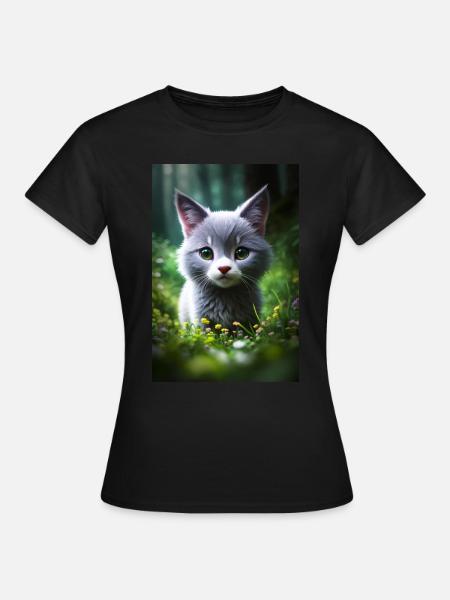 Cute Kitty - Frauen T-Shirt - Schwarz
