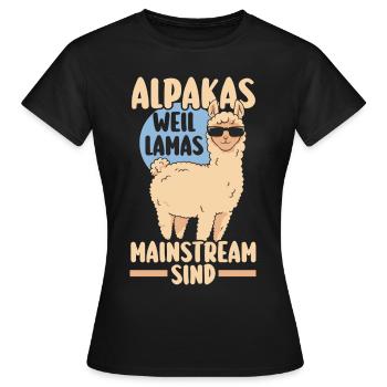 Alpaka - Frauen T-Shirt - Schwarz - Vorne - AI Model Female 172 dark (172cm)