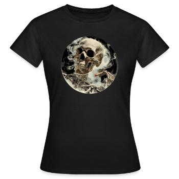 Skull Skeleton Fumer de l’herbe Stoner THC Fumer - T-shirt Femme - noir - Devant - AI Model Female 172 dark (172cm)