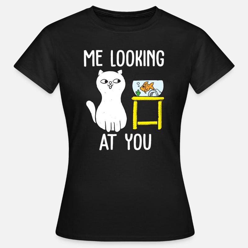 Moi qui te regarde conception de tshirt de chat - T-shirt Femme - noir