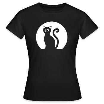 Chat dans la pleine lune - T-shirt Femme - noir - Devant - AI Model Female 172 dark (172cm)