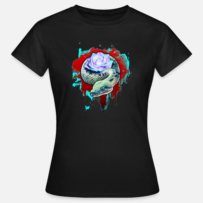 Rose with snake - Women's T-Shirt - black